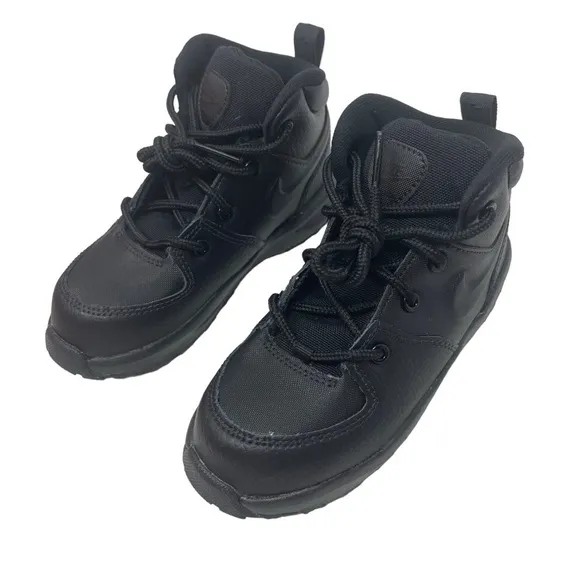Nike kids toddler Size 10 Manoa Leather Hi Top Shoes sneakers Black New