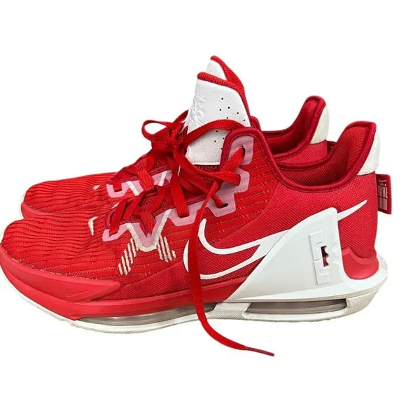 Nike Lebron Witness 6  Red &amp; White Men's Basketball Shoes Size 10.5