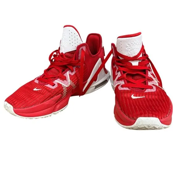 Nike Lebron Witness 6  Red &amp; White Men's Basketball Shoes Size 10.5