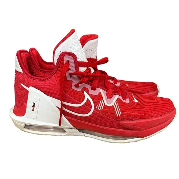 Nike Lebron Witness 6  Red &amp; White Men's Basketball Shoes Size 10.5