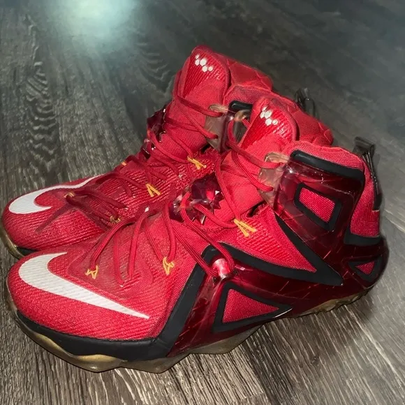 Nike Lebron XII Elite Red/Gold Basketball Shoes 724559-618 Men 12