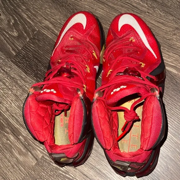 Nike Lebron XII Elite Red/Gold Basketball Shoes 724559-618 Men 12