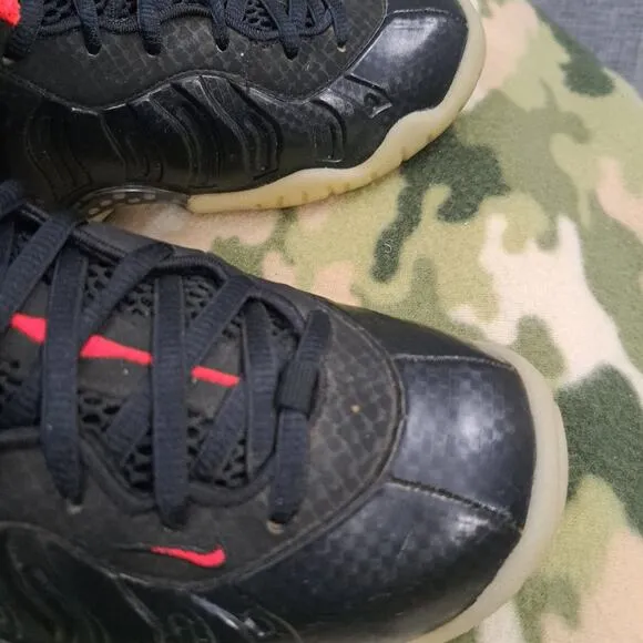Nike Little Posite Pro GS Yeezy shoes sz 5Y women 7.5 black crimson 644792 001