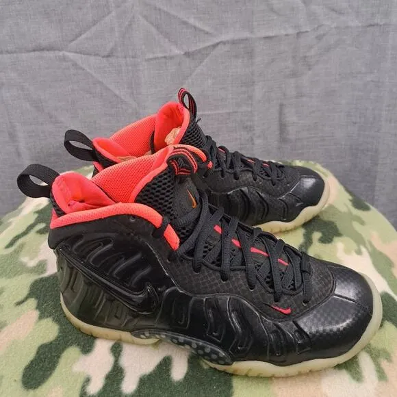 Nike Little Posite Pro GS Yeezy shoes sz 5Y women 7.5 black crimson 644792 001