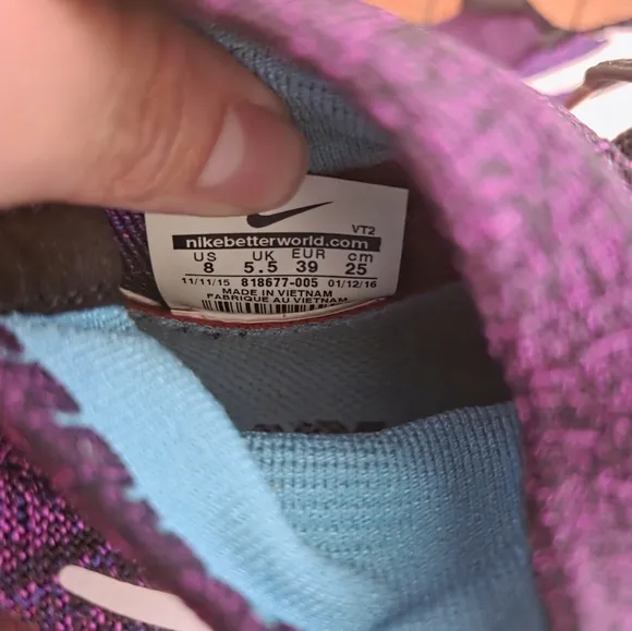 Nike Lunarlon Purple and White Athletic Shoes with Flyknit Upper Size 8