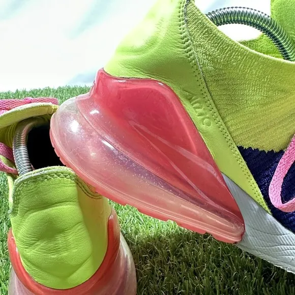 Nike Men AIR MAX 270 FLYKNIT Shoes AO1023-501 Blue Plink Neon Volt Sz 10 No BoX