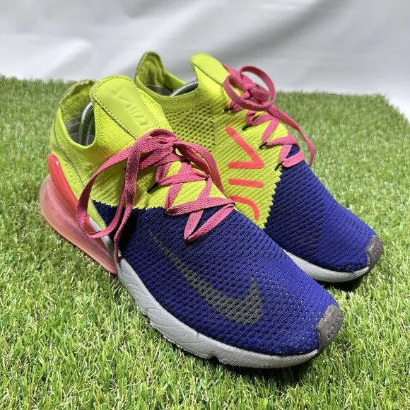 Nike Men AIR MAX 270 FLYKNIT Shoes AO1023-501 Blue Plink Neon Volt Sz 10 No BoX