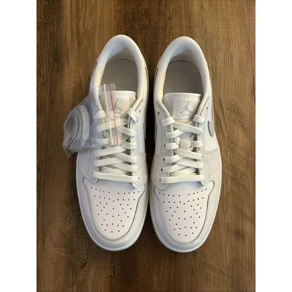 Nike Men Size 9 Air Jordan 1 Low Golf Shoes White Pure Platinum DD9315-111 New