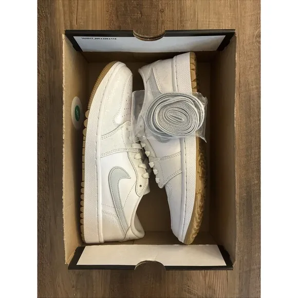 Nike Men Size 9 Air Jordan 1 Low Golf Shoes White Pure Platinum DD9315-111 New