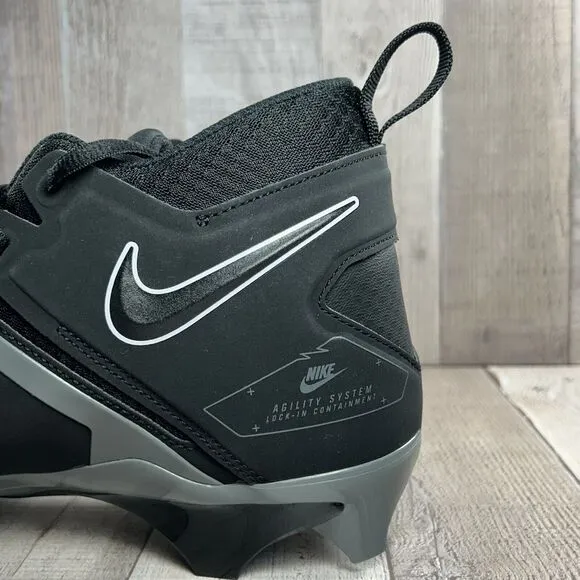 Nike Men's 11 Alpha Menace Pro 3 Football Cleats Black Iron Gray CT6649-010