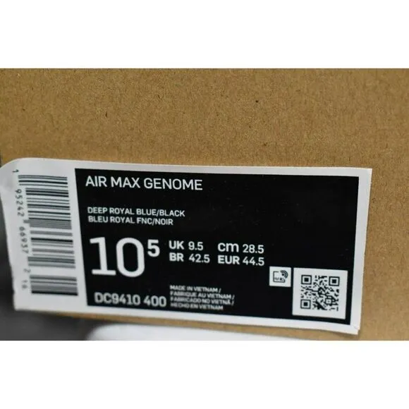 Nike Men Size 10.5 Air Max Genome Black Royal Blue Shoes Sneakers DC9410 400
