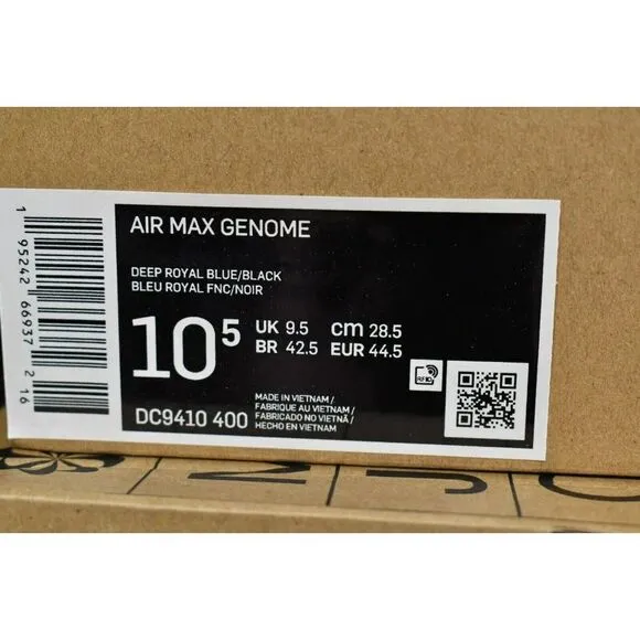 Nike Men Size 10.5 Air Max Genome Royal Blue Black Sneakers Shoes DC9410 400