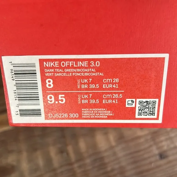 Nike offline 3.0 Dark teal mules size 8 men’s size 9.5 women’s BNIB