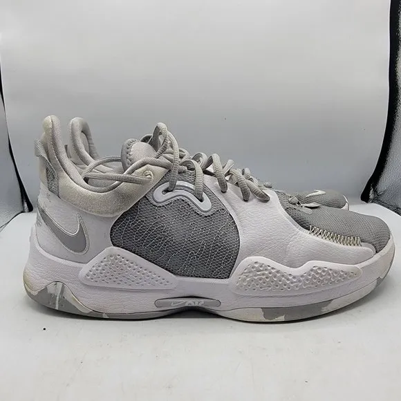 Nike PG 5 TB Paul George Men Size 10.5 Wolf Grey White Athletic Shoes DA7758-002
