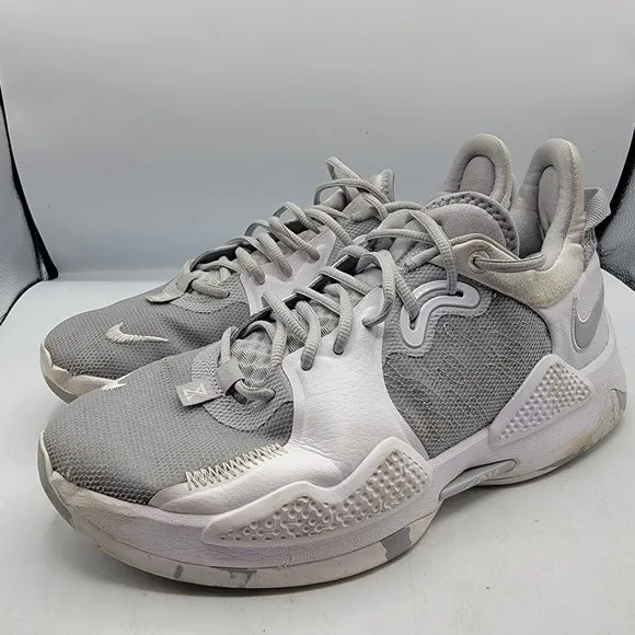 Nike PG 5 TB Paul George Men Size 10.5 Wolf Grey White Athletic Shoes DA7758-002