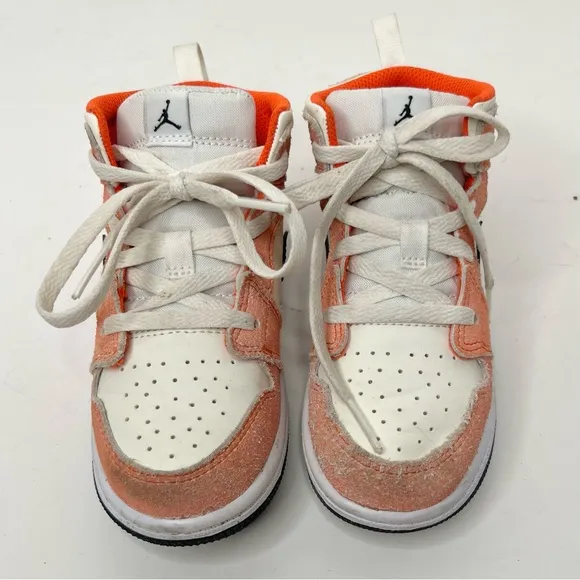 Nike Preschool Air Jordan 1 Mid Team Orange Shoes Sneakers