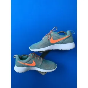 Nike Roshe Run Diffused Jade Blue Orange Running Shoes 511882-303 Women Size 10