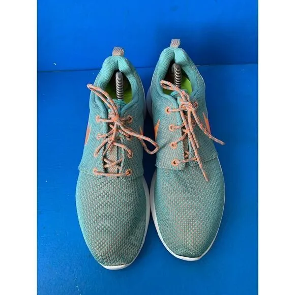 Nike Roshe Run Diffused Jade Blue Orange Running Shoes 511882-303 Women Size 10