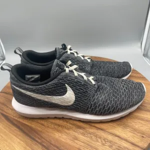 Nike Roshe Run NM Flyknit Mens Size 13 Dark Gray Black White 677243-010 Comfort