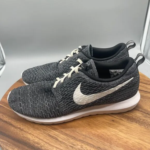 Nike Roshe Run NM Flyknit Mens Size 13 Dark Gray Black White 677243-010 Comfort