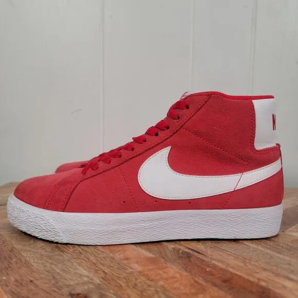 Nike SB Zoom Blazer Mid Men's Size 7.5 Red White Suede Skate Shoes 864349-602