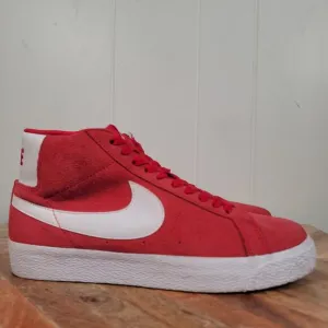 Nike SB Zoom Blazer Mid Men's Size 7.5 Red White Suede Skate Shoes 864349-602
