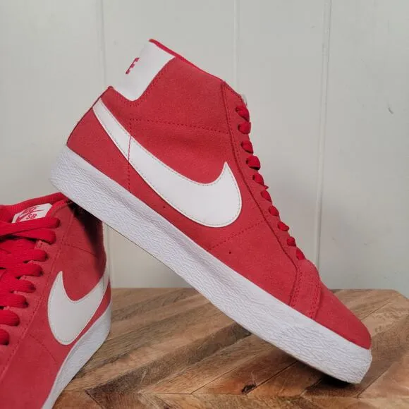 Nike SB Zoom Blazer Mid Men's Size 7.5 Red White Suede Skate Shoes 864349-602