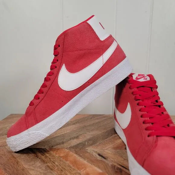 Nike SB Zoom Blazer Mid Men's Size 7.5 Red White Suede Skate Shoes 864349-602