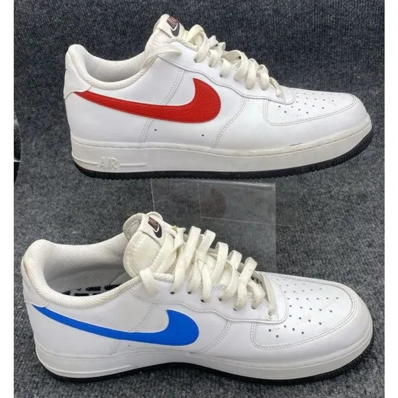 Nike Shoes Men 10.5 Air Force 1 '07 Mismatch Swooshes White Red Blue CT2816-001