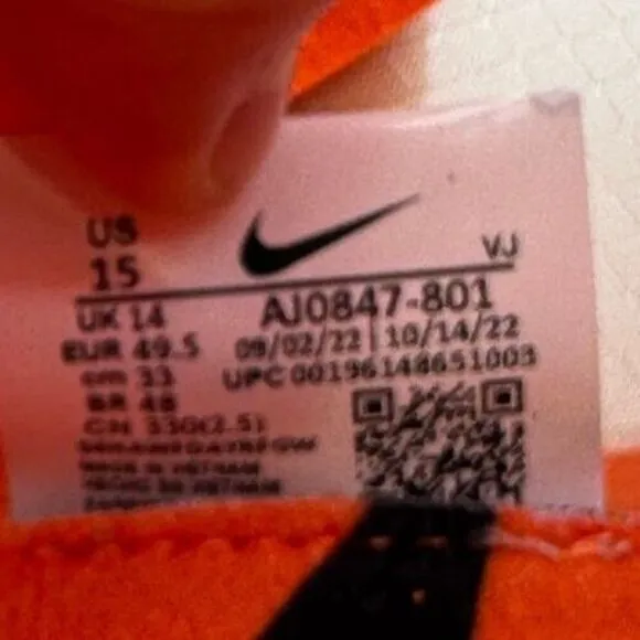 Nike Shoes Men 15 Orange Zoom Victory 5XC Total Track Field Spike AJ0847-801 NEW