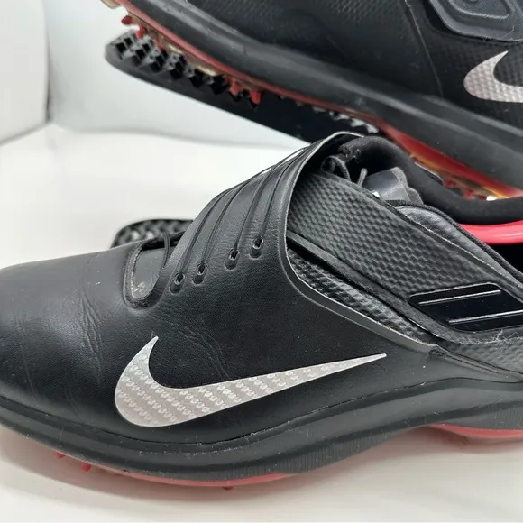 Nike TW Tiger Woods Mens 11 Golf Shoes Sneaker Soft Spike 880955-001 Black/Red