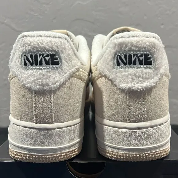 🔥🔥NIKE Air Force 1 '07 SE Sanddrift Beige Fuzzy Sneakers Women Sz 10 - PERFECT