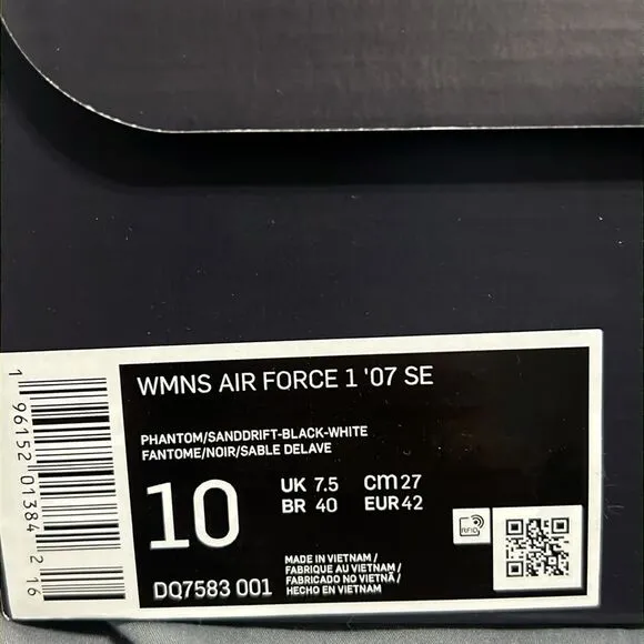 🔥🔥NIKE Air Force 1 '07 SE Sanddrift Beige Fuzzy Sneakers Women Sz 10 - PERFECT