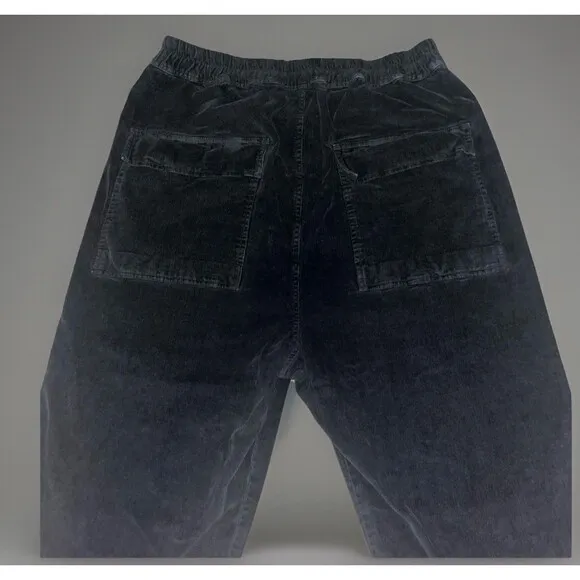 Nili Lotan (L) Men Tapered Corduroy Pants Drawstring Baggy Black Pockets (FLAW)
