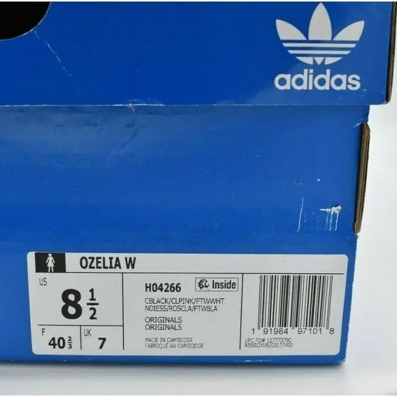 NWB Adidas Womens Size 8.5 Ozelia W Core Black Pink Cloud White Shoes H04266