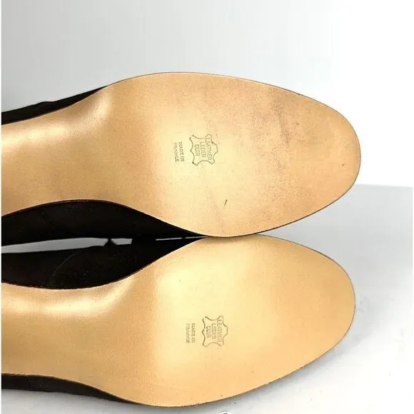 NWB Robert Clergerie France Vintage Brown Suede Lace Up Moccasin Heels 8,5