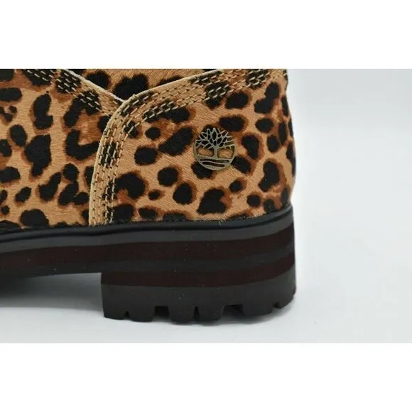NWB Timberland Womens Size 8 London Square Leopard Leather Mid Hiker Boots Shoes