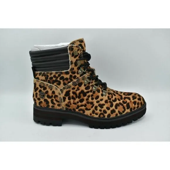 NWB Timberland Womens Size 8 London Square Leopard Leather Mid Hiker Boots Shoes