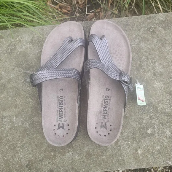 NWOB Mephisto Helen Grey Twist Comfort Sandal Cork Women's EU 42 US Woman's 11