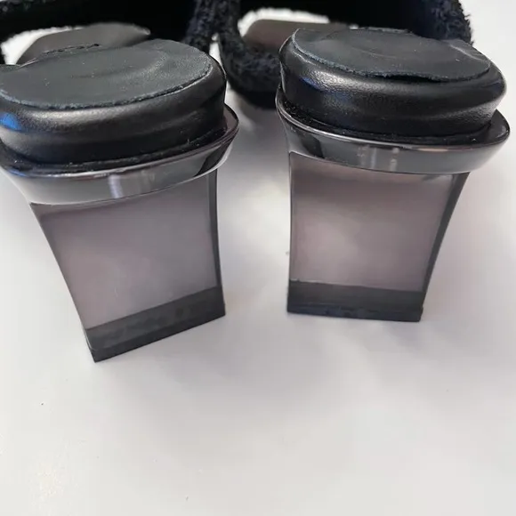 NWOB MIISTA London Wendy Black Towel Mule Sandals Size 37 Shoes Square Toe