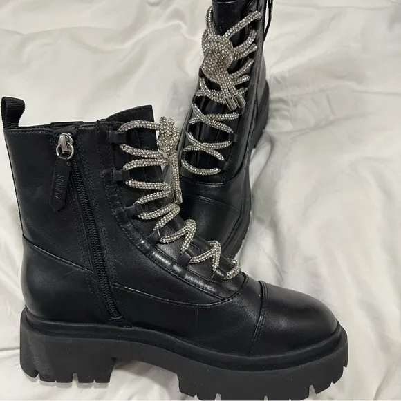NWOB Schutz Kaile Glam Lace Up Lug Combat Moto Leather Boots Size 6‎ reg $305