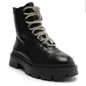NWOB Schutz Kaile Glam Lace Up Lug Combat Moto Leather Boots Size 6‎ reg $305