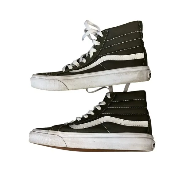 NWOB VANS SK-8 high top olive drab suede &amp; canvas sneakers shoes, 5.5 / 7
