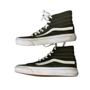NWOB VANS SK-8 high top olive drab suede &amp; canvas sneakers shoes, 5.5 / 7