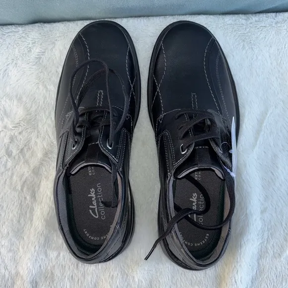 NWOT Clarks Men's Gessler Lace Up Dress Shoes US 8.5 Black, Collection Comfort