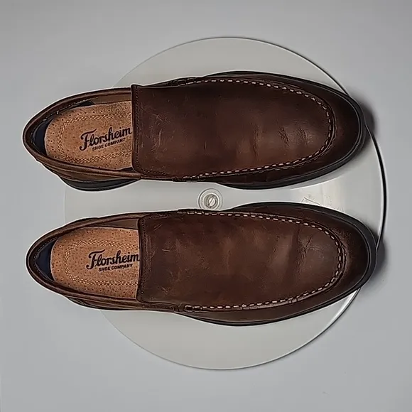 NWOT Florsheim Hamptons Venetian Loafers Shoes Ortholite Moc Toe Leather Brown 8