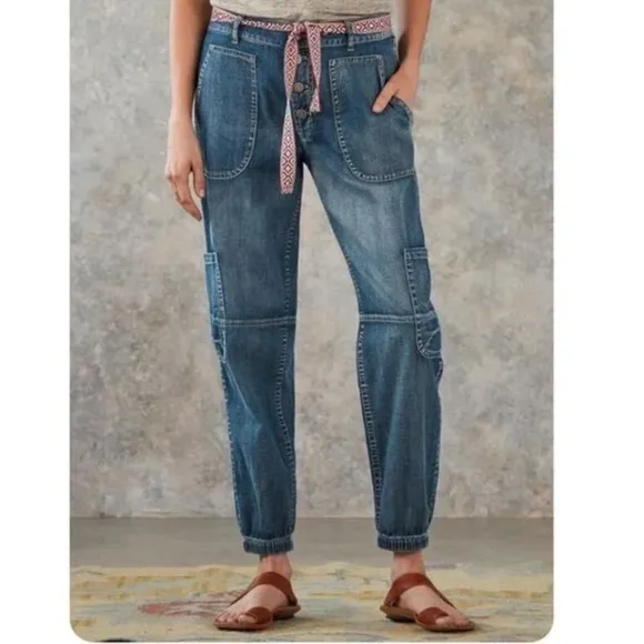 NWOT Sundance Jolienne Lightweight Denim Cargo Jogger Pants High Rise 10