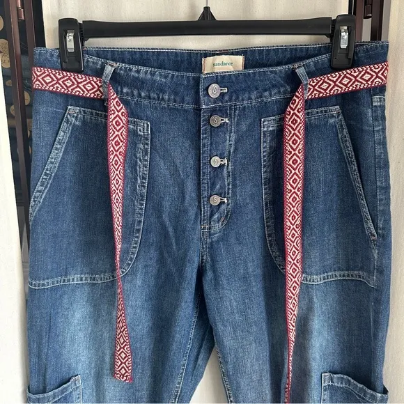 NWOT Sundance Jolienne Lightweight Denim Cargo Jogger Pants High Rise 10