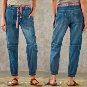 NWOT Sundance Jolienne Lightweight Denim Cargo Jogger Pants High Rise 10