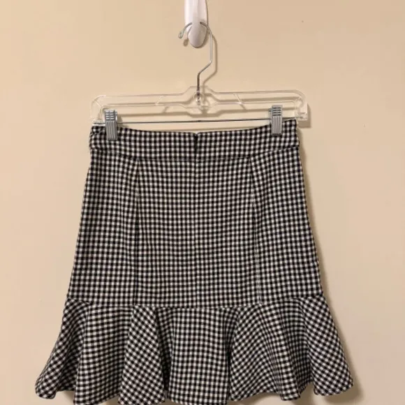 NWOT SZ 2 VERONICA BEARD Francesca PLAID B&amp;W RUFFLED skirt women MINI MSRP: $375